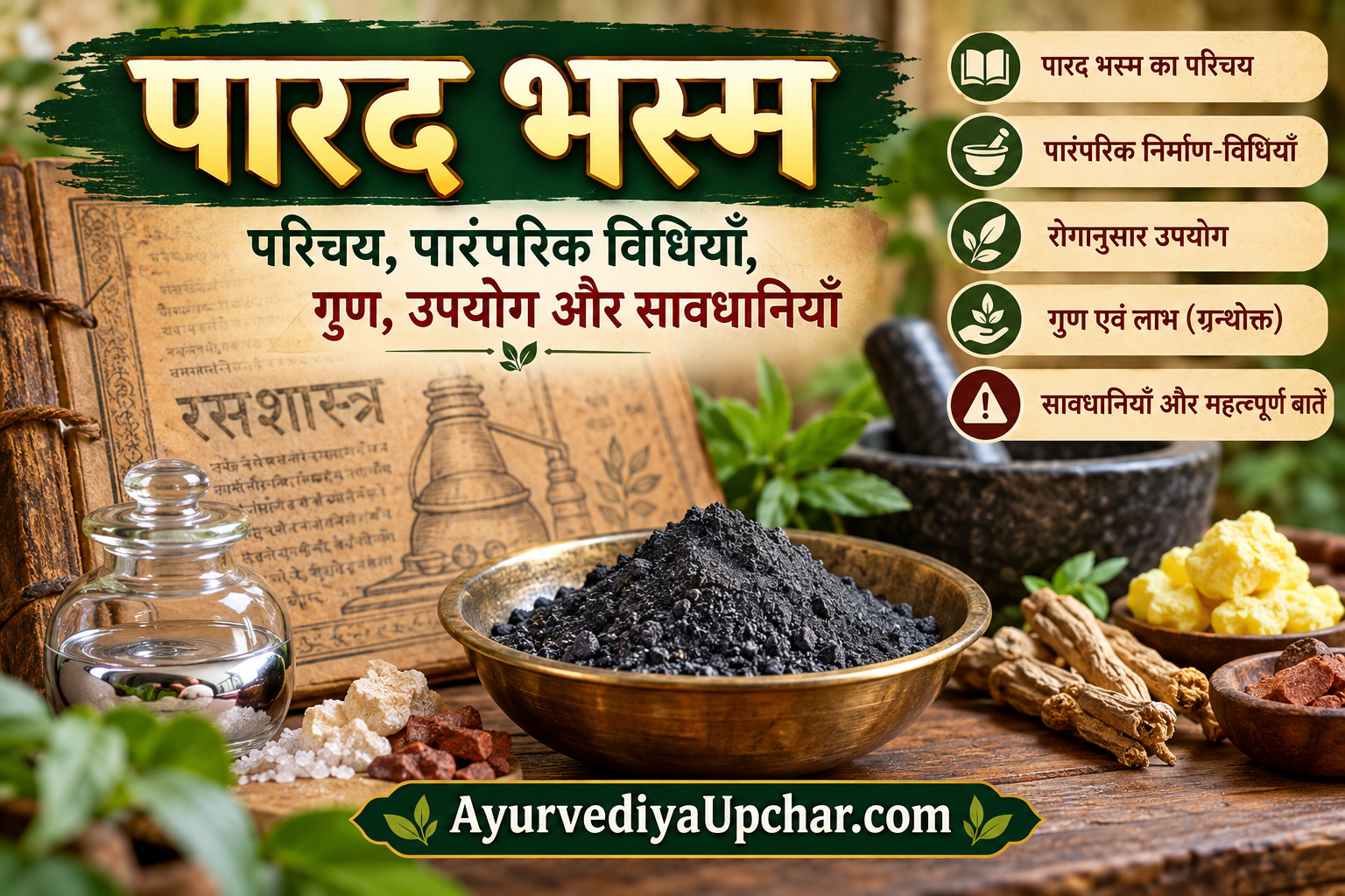 पारद भस्म: परिचय, पारंपरिक विधियाँ, आयुर्वेदिक ग्रंथों में वर्णित गुण एवं उपयोग