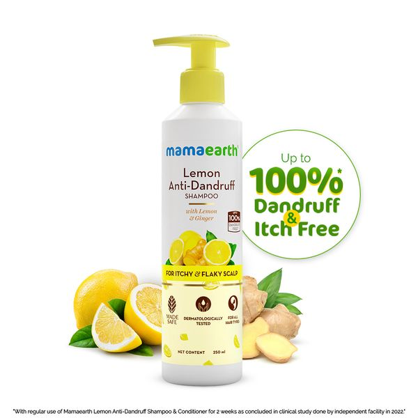 Mamaearth Lemon Anti-Dandruff Shampoo with Lemon & Ginger for up to 100% Dandruff & Itch-free Scalp