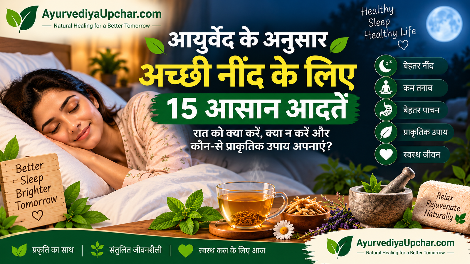 आयुर्वेद के अनुसार अच्छी नींद के लिए 15 आसान आदतें: रात को क्या करें, क्या न करें और कौन-से प्राकृतिक उपाय अपनाएं