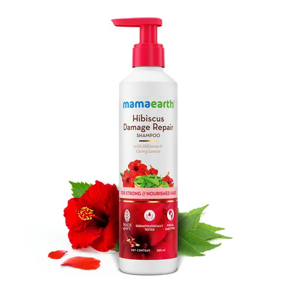 Mamaearth Hibiscus Damage Repair Shampoo With Hibiscus & Curry Leaves